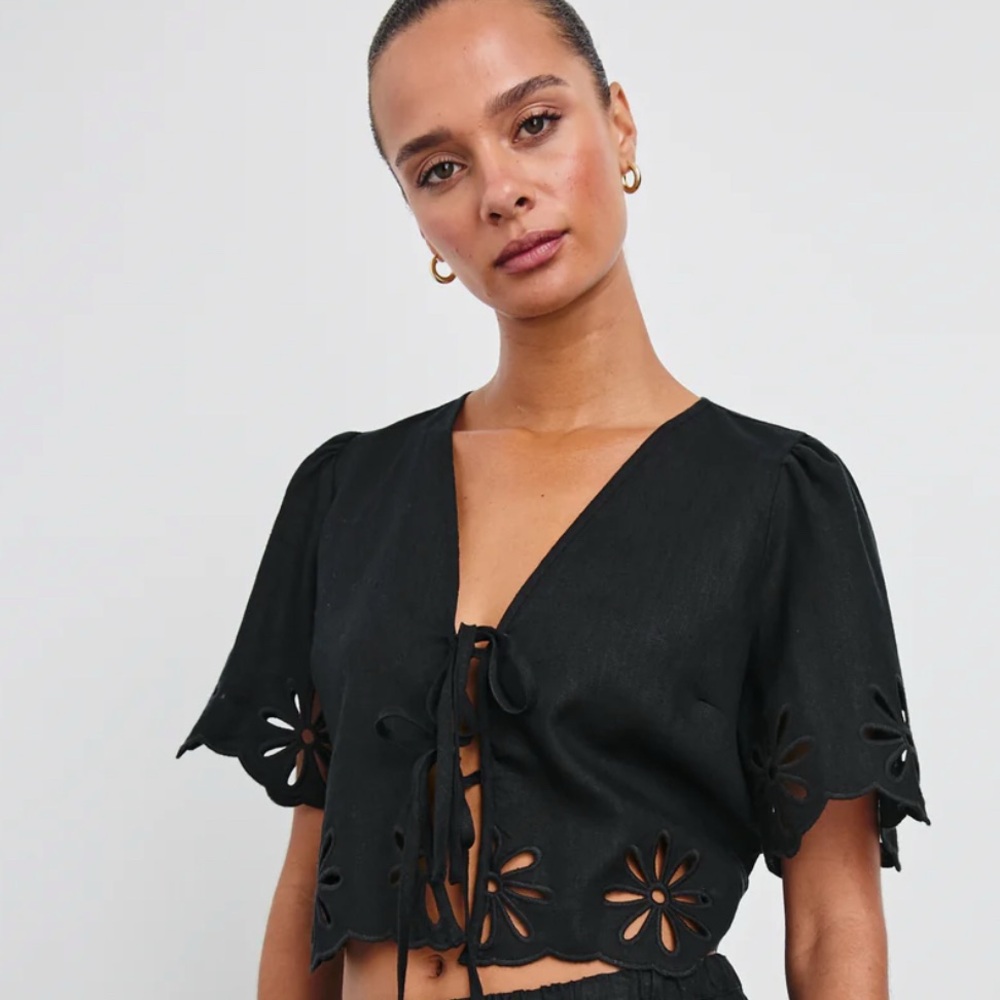 Rails Pari Black Eyelet Top